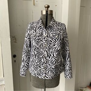 Lucy & Laurel Linen Zebra Animal Print Jacket